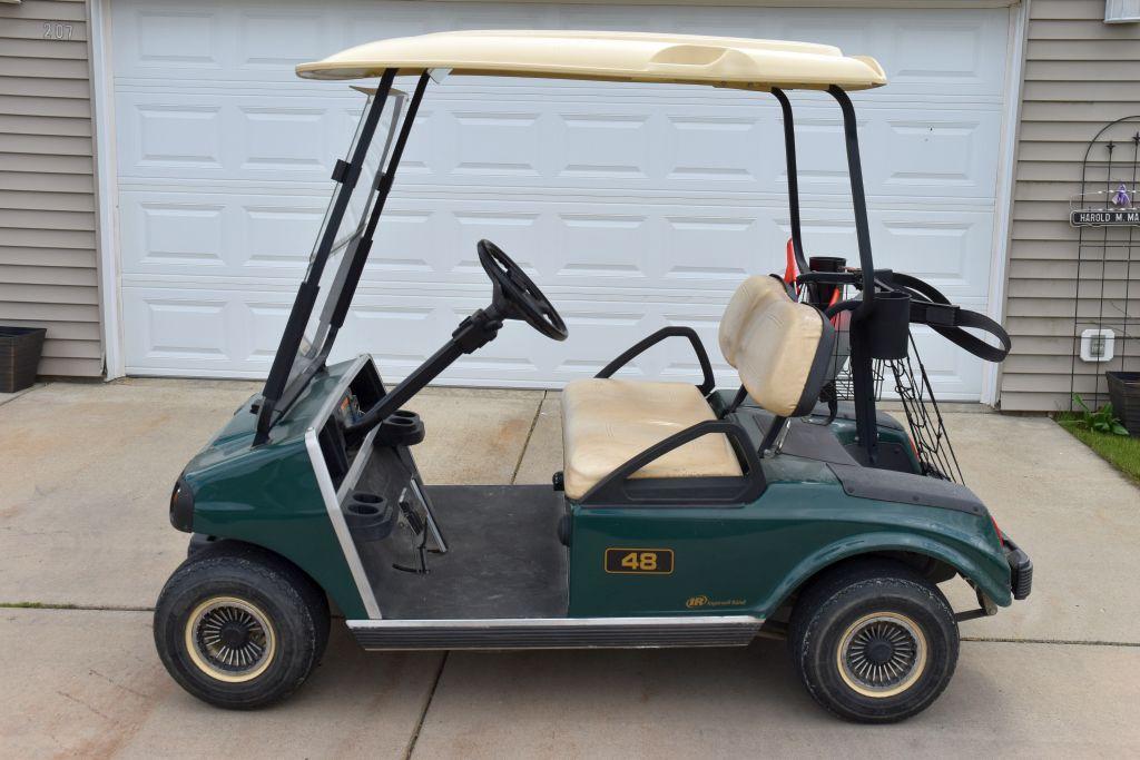 2009 Club Car 48 Ingersall Rand Golf Cart, Canopy, Full Windshield, Lights, 2 Seats, Gas Engine