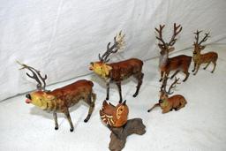 Assortment of metal elk and reindeer