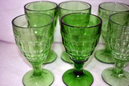 13 Green depression goblets