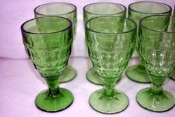 11 Green depression goblets