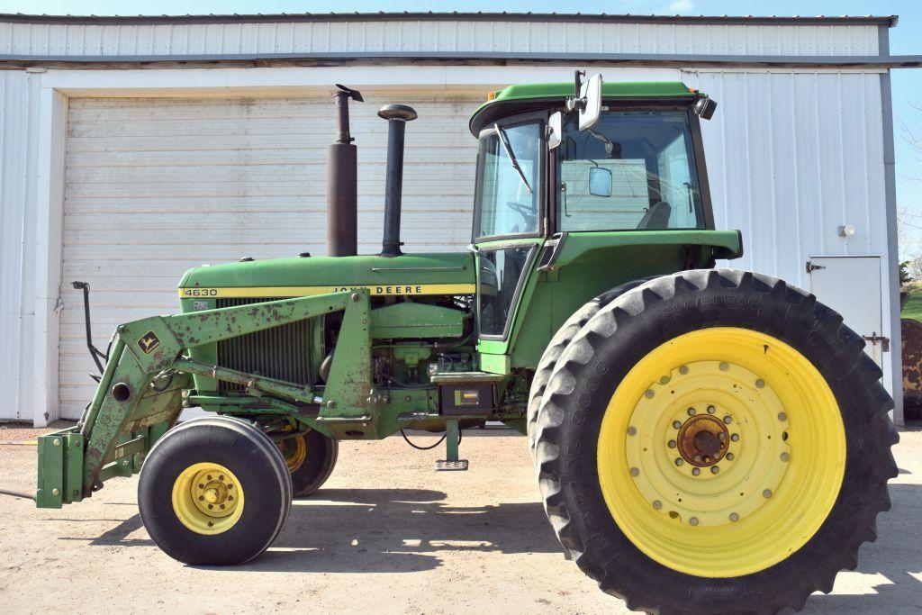 John Deere 4630 2WD Tractor With John Deere 148 Joystick Loader, 96" Bucket, 11663 Hours,