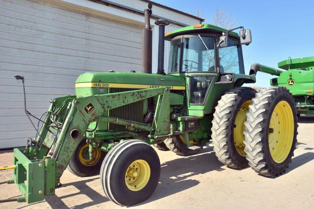 John Deere 4630 2WD Tractor With John Deere 148 Joystick Loader, 96" Bucket, 11663 Hours,