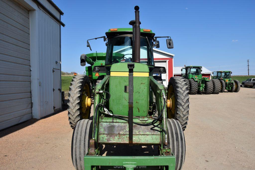 John Deere 4630 2WD Tractor With John Deere 148 Joystick Loader, 96" Bucket, 11663 Hours,