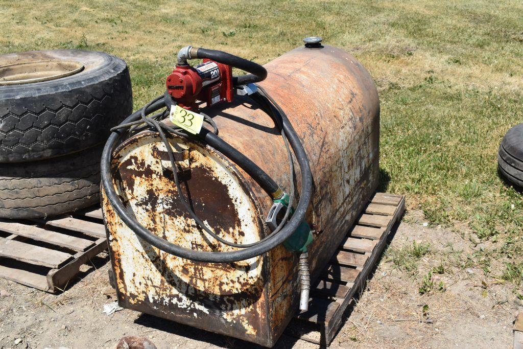 200 Gallon Fuel Tank w/Fil-Rite 12 Volt Pump, 20GPM