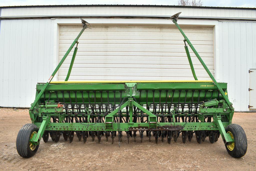 John Deere 515 Grain Drill, 15', 7.5" Spacing, 3pt., Press Wheel, Hyd. Markers, Grass Seeder