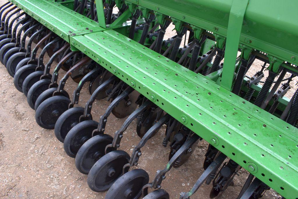 John Deere 515 Grain Drill, 15', 7.5" Spacing, 3pt., Press Wheel, Hyd. Markers, Grass Seeder