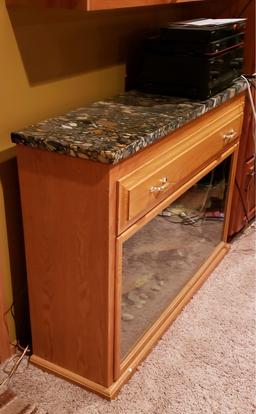 Custom Oak Display Table with Three Trout, Top Drawer