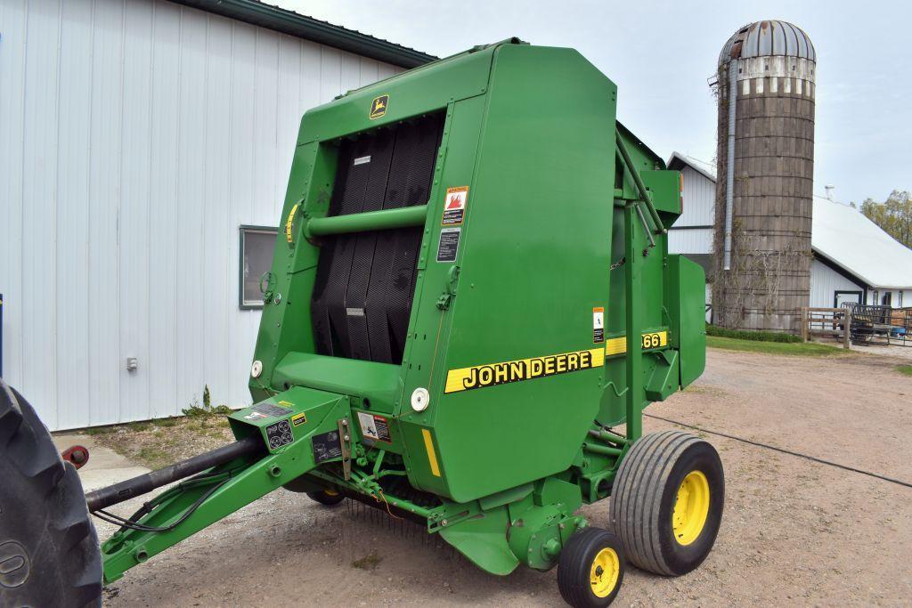 John Deere 466 Round Baler, Monitor, Net Or Twine Wrap, 4x6 Bale, 13286 Bales,