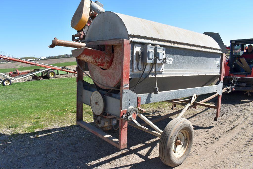 Hutchinson C-1600 Grain Screener, 36" Drum, 1hp Drum Motor, 2hp Fill Auger Motor