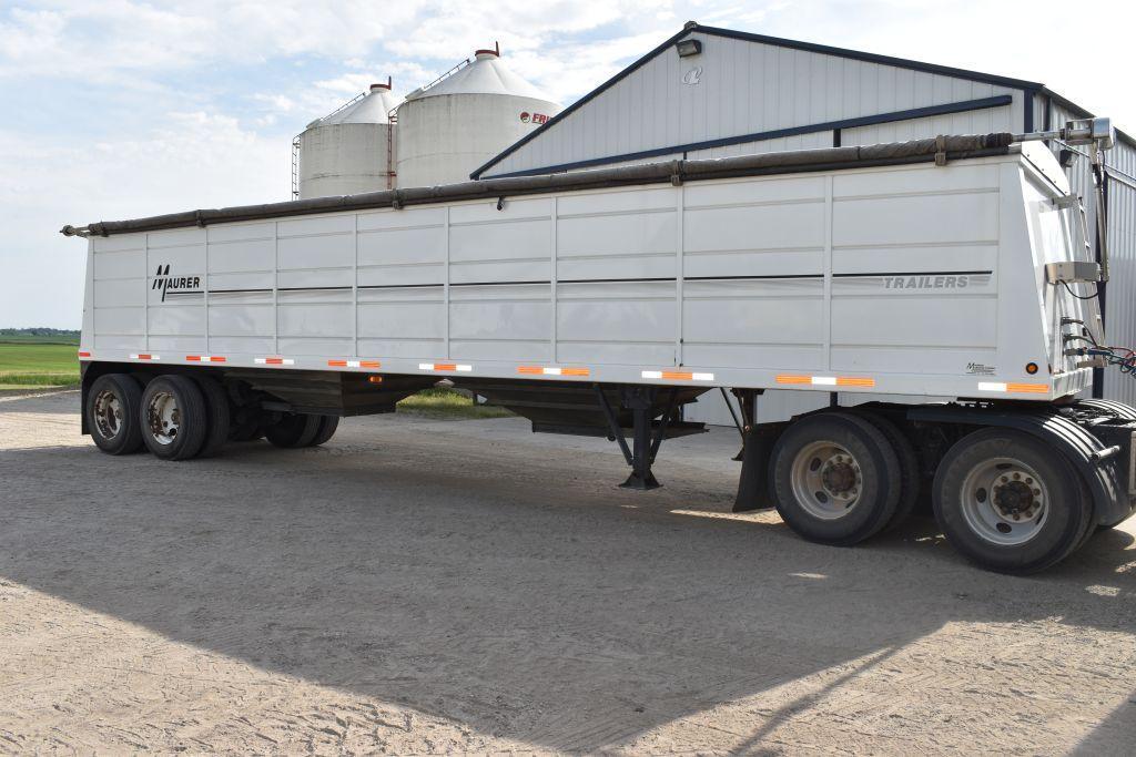 2008 Maurer Hopper Bottom Grain Trailer, 38'x 98"x64", Electric Roll Tarp, 24.5 Tires, Spring Ride