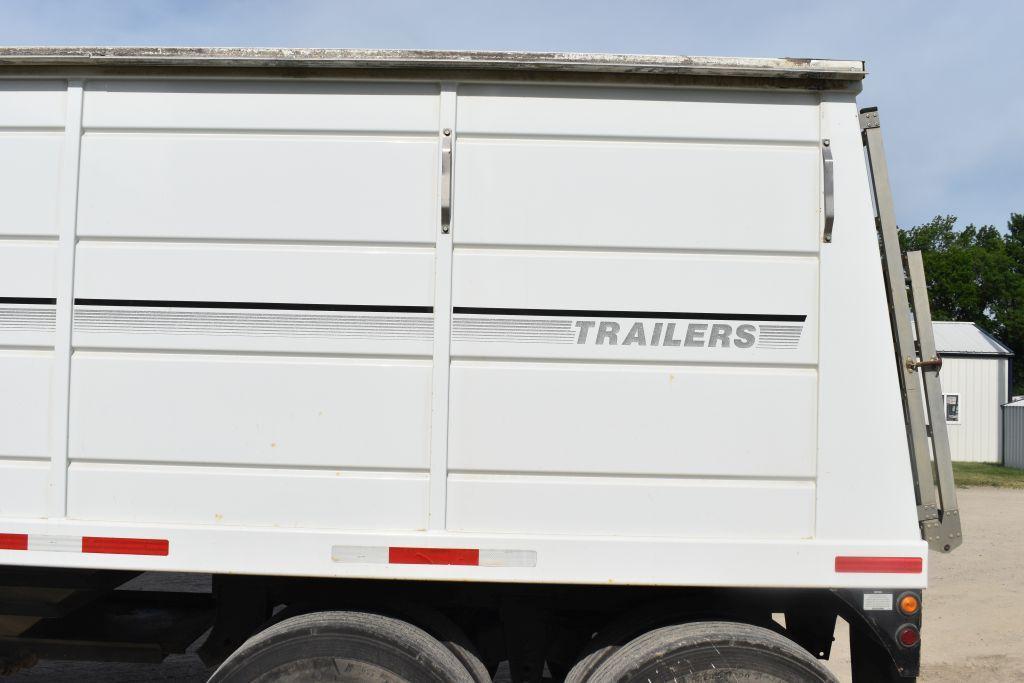 2008 Maurer Hopper Bottom Grain Trailer, 38'x 98"x64", Electric Roll Tarp, 24.5 Tires, Spring Ride