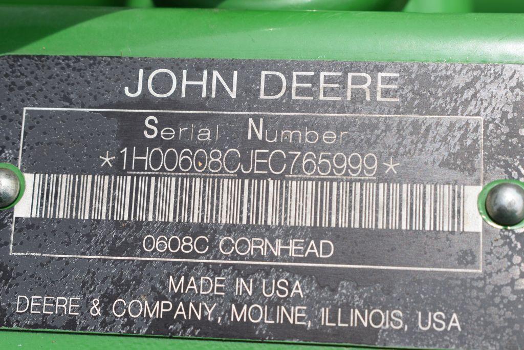 2014 John Deere 608C Stalk Master Chopping Corn Head, 8 Row 30", Full Poly, Dual PTO, Single Point,