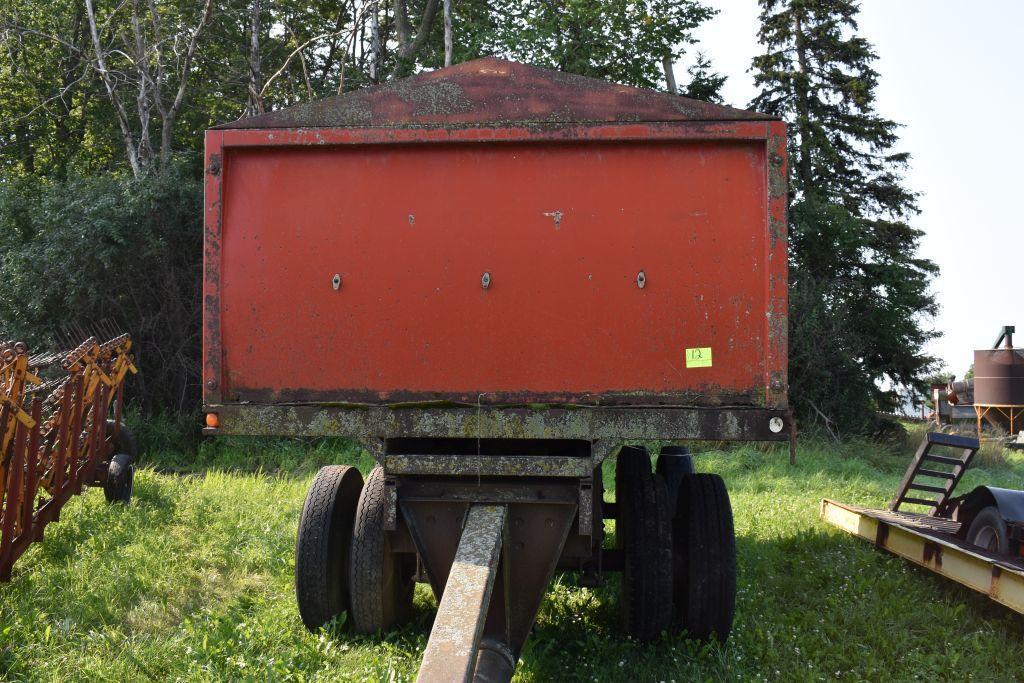 16' Grain box trailer pup, with hoist, tandem axle, needs work