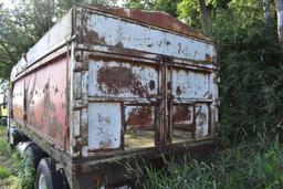 White Freightliner cab over tandem axle grain truck, 18' steel box & hoist, non running for