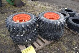 (4) 12/16.5 Skid Loader Tires On Bobcat Rims, sel