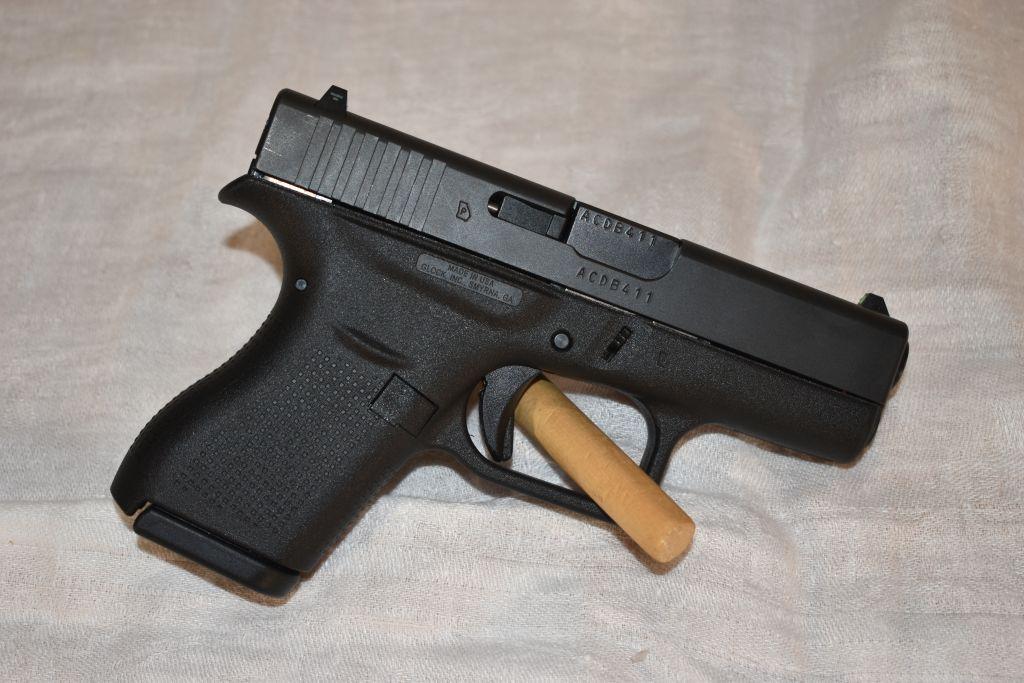 Glock 42, 380 Auto, Gun Lock, Cleaning Rods, (2) 6 Round Magazine, Case, SN: ACDB411