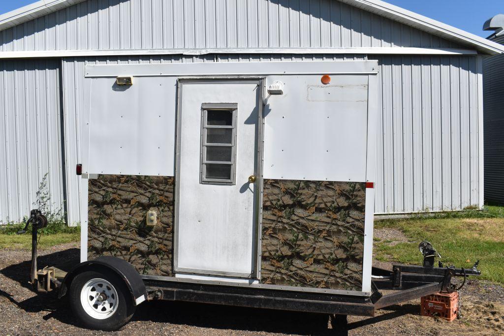 Shop Built Ice House, 6'x9.5', 4 Hole, Single Axle, Crank Up & Down, 12 Volt Heater, 110 Volt Lights