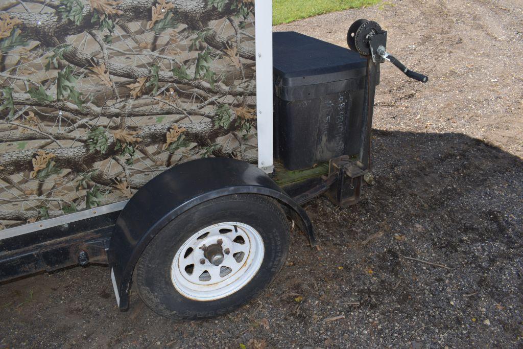 Shop Built Ice House, 6'x9.5', 4 Hole, Single Axle, Crank Up & Down, 12 Volt Heater, 110 Volt Lights