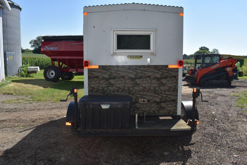 Shop Built Ice House, 6'x9.5', 4 Hole, Single Axle, Crank Up & Down, 12 Volt Heater, 110 Volt Lights