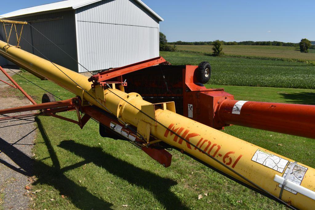 Westfield MK100-61 Swing Hopper Auger, 10"x61', Hydraulic Lift, 540PTO, SN: 126194