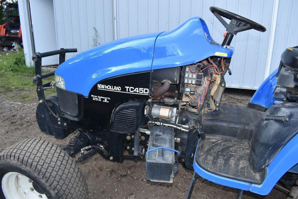 New Holland TC45D AWD Compact Utility Tractor, Open Station, 2431 Hours, 3pt., ROPS w/Canopy,