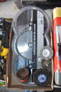 Assortment Of Wire Bench Grinder Wheels & 7 1/4" Circular Saw Blades