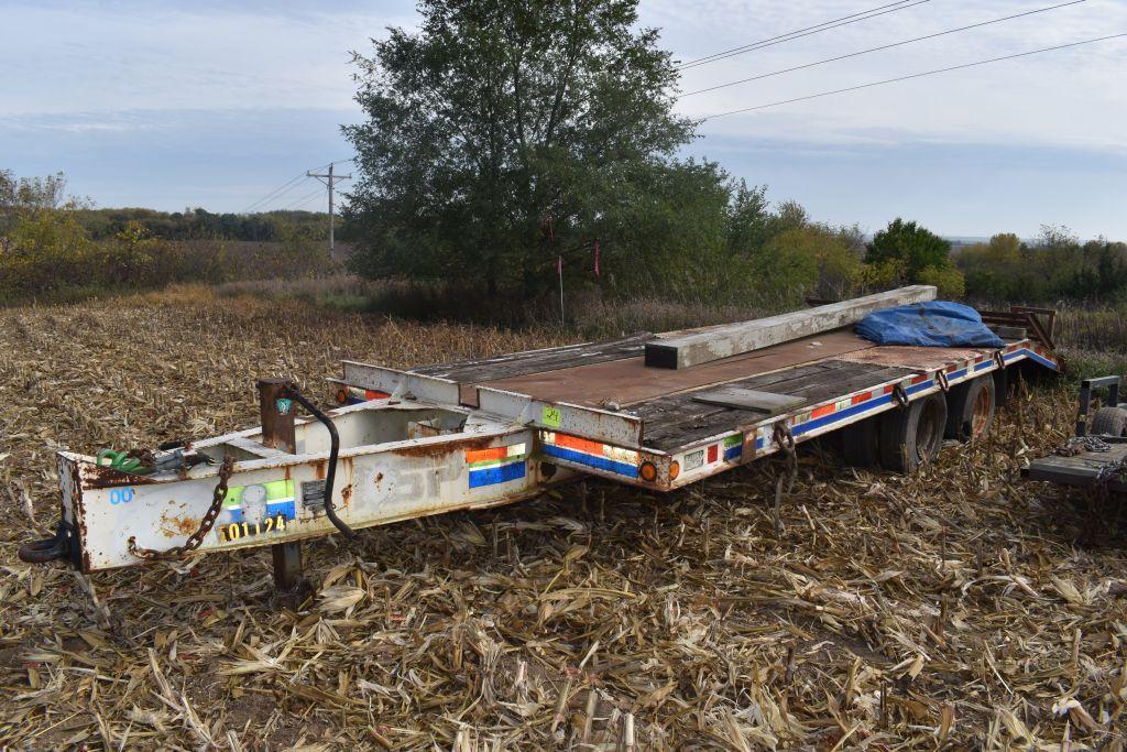 1992 Butler Deck Over Trailer, Tandem Axle Duals, Pintle Hitch, 18' Plus 5' Dovetail, Ramps, GVW