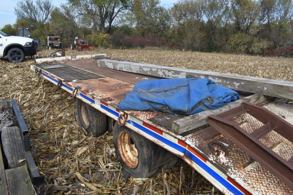 1992 Butler Deck Over Trailer, Tandem Axle Duals, Pintle Hitch, 18' Plus 5' Dovetail, Ramps, GVW