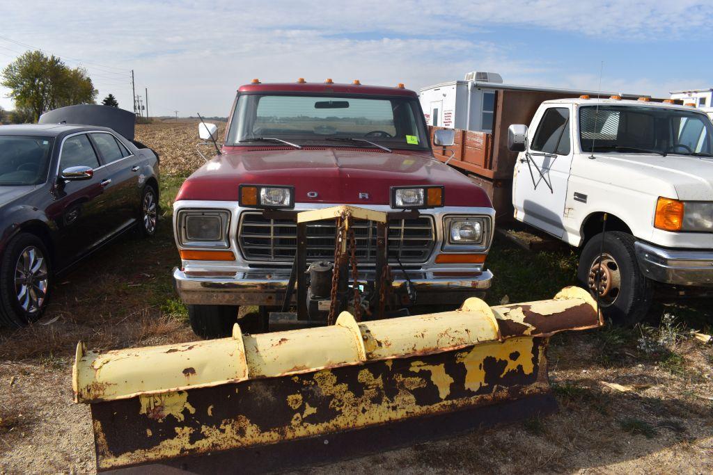 1978 Ford F250 Ranger Pickup, Auto, 4x4, 19,648 Miles Showing, With 7 1/2 ft Plow, small block