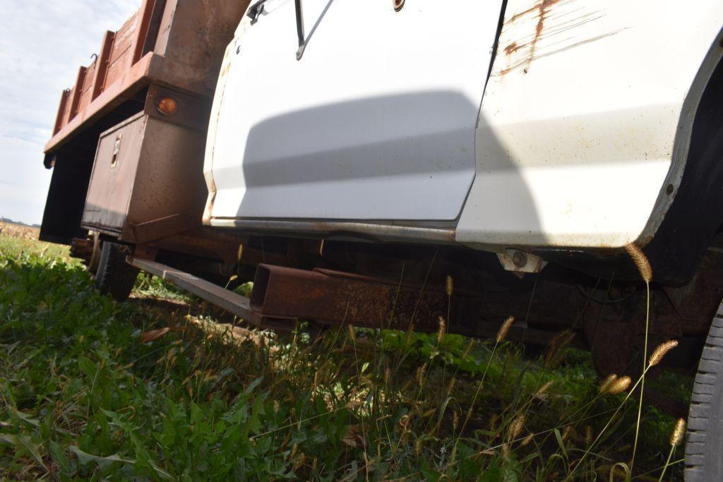 1990 Ford Super Duty Custom Pickup, Dually, 11 ft Steel Flatbed w/ Hoist, Auto, 122,077 Miles