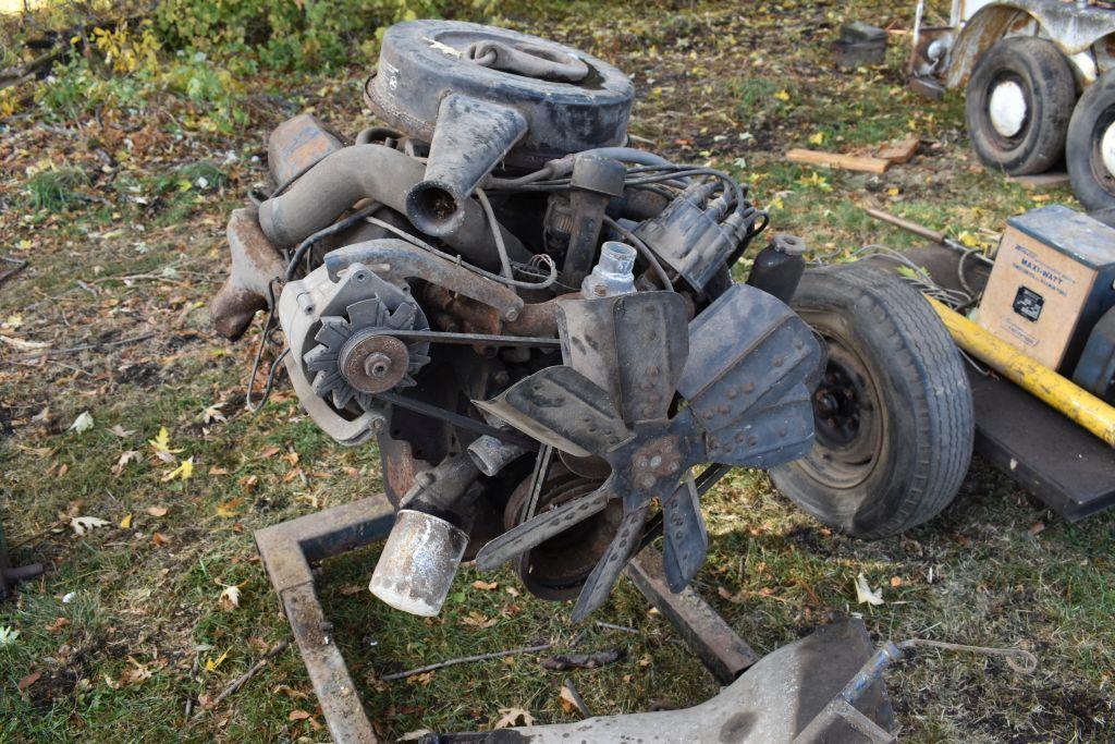 Cadillac 8V Engine with Transmission and Engine Stand