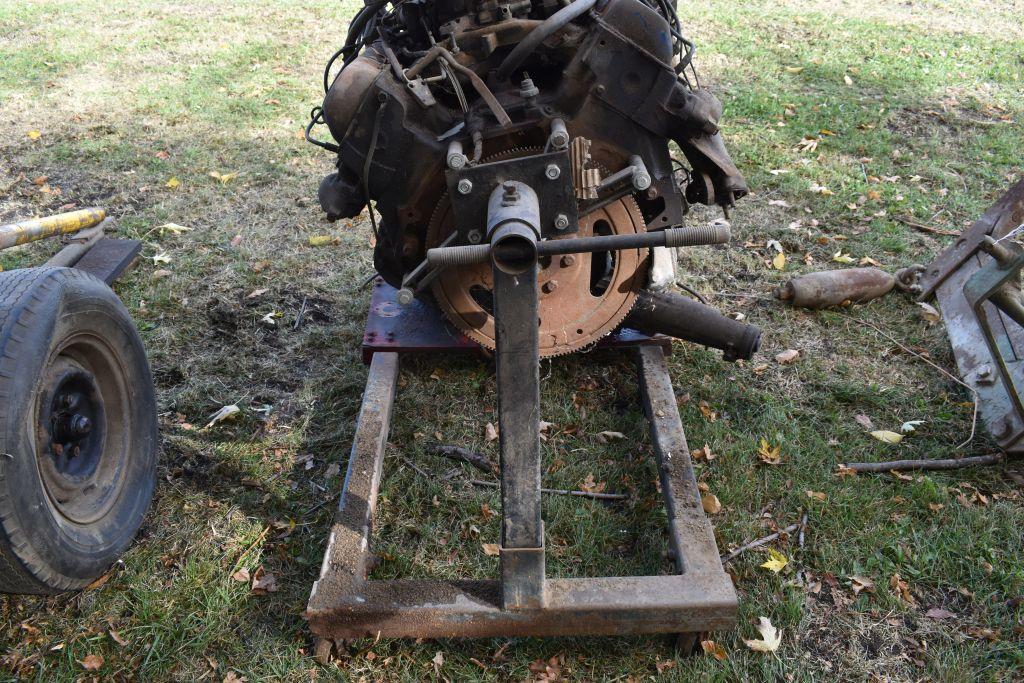 Cadillac 8V Engine with Transmission and Engine Stand