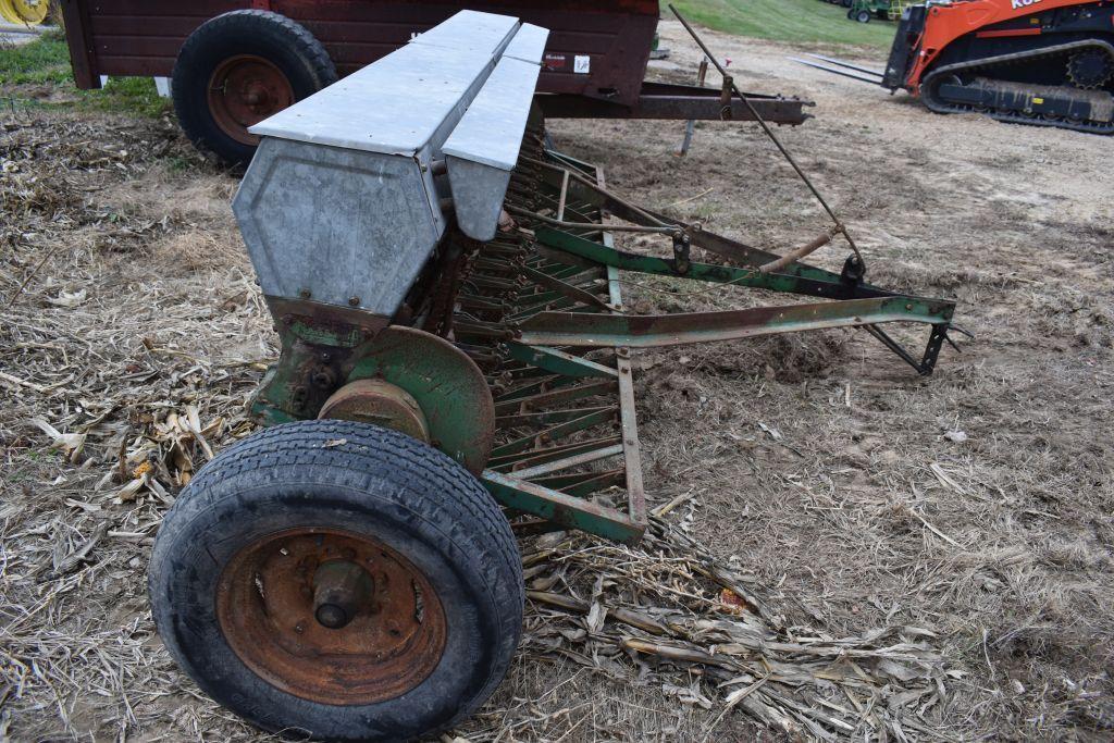 John Deere Van Brundt Grain Drill, 10', 6" Spacings, Grass Seeder, Low Rubber Tires, Missing Hyd.