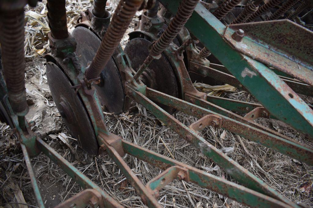 John Deere Van Brundt Grain Drill, 10', 6" Spacings, Grass Seeder, Low Rubber Tires, Missing Hyd.