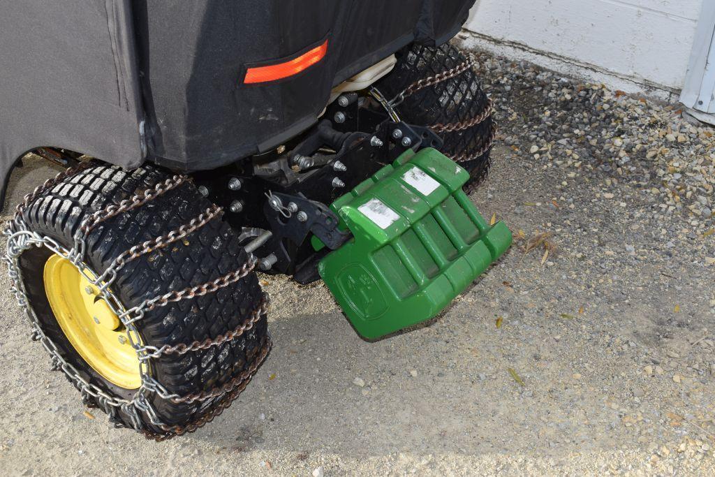 John Deere X324 All Wheel Steer 44" Snowblower, 48" Deck, Power Lift, Power Bagger, Tire Chains,