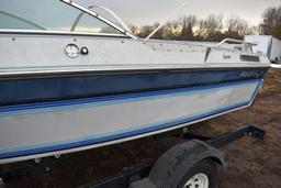 1988 Mach I Spoiler Fish N Ski Boat, Inboard/Outboard Motor, Spartan Single Axle Roller Trailer