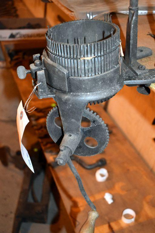 Vintage Gearhart Table Top Sock Knitter Machine, Hand Crank One Cylinder,