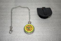 Franklin Mint John Deere Pocket Watch with leather case