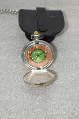 Franklin Mint John Deere Pocket Watch with leather case