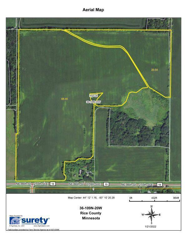 Lot/Parcel 1 - 109.94 Surveyed Acres Of Bare Crop Land, Sec. 36 Walcott Township, Rice Co. MN