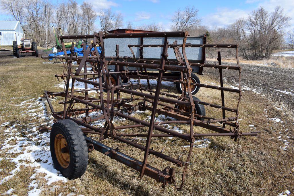 3 Section Spike Tooth Drag On Cart