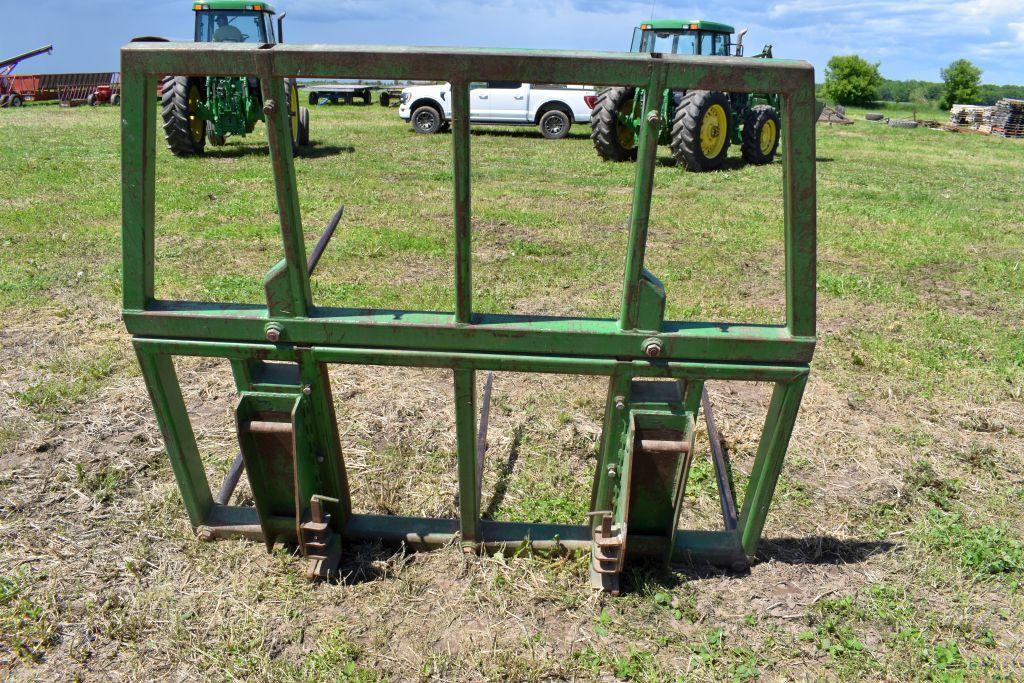 Shop Built Big Square Bale Spear, Fits JD 740 Loader, Extra Top Bracket For Unloading Semi's