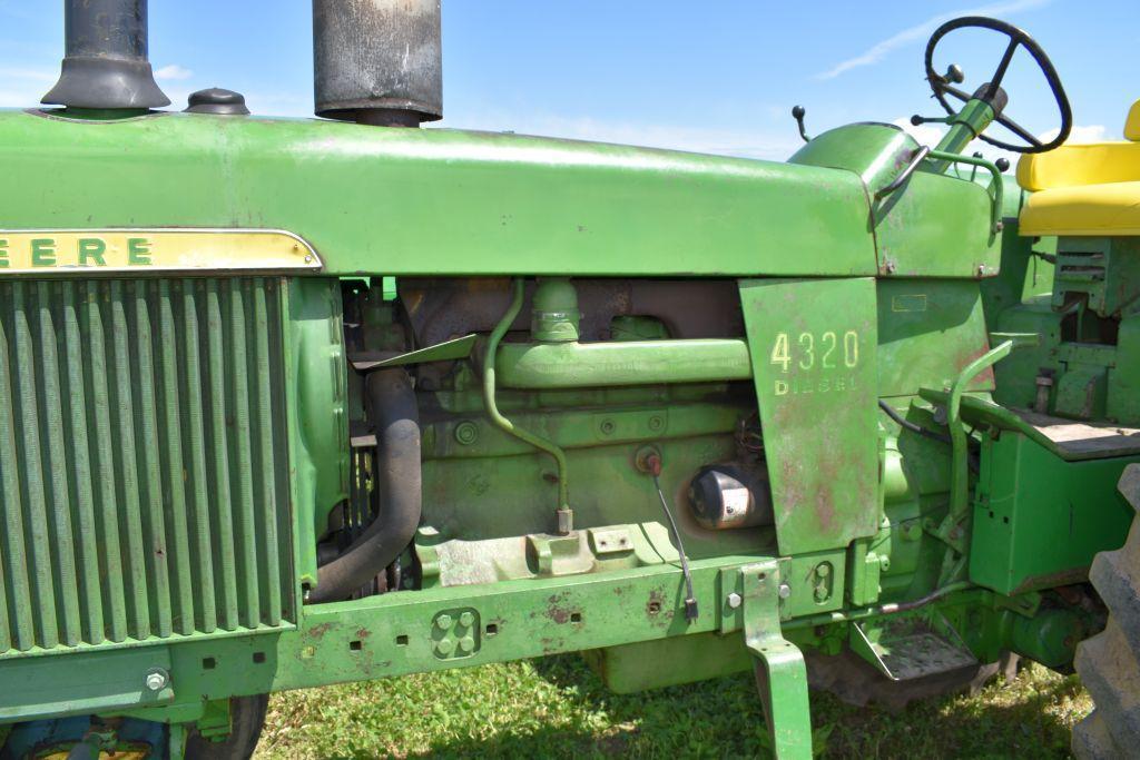 John Deere 4320 Diesel Tractor, Open Station, Synrco, 3pt., 2 Hydraulics, 18.4x38, Fenders,