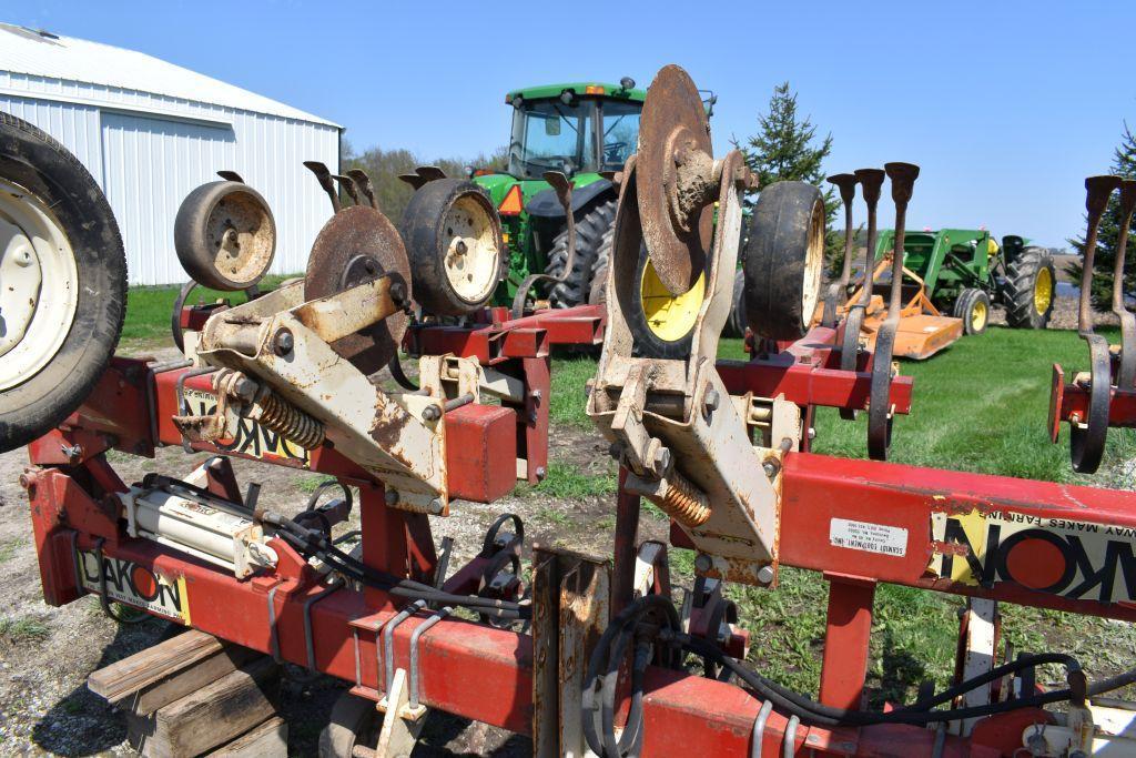 Dakon 8 Row 30" Row Crop Cultivator, Flat Fold, Danish Tine, 3pt. Gauge Wheels