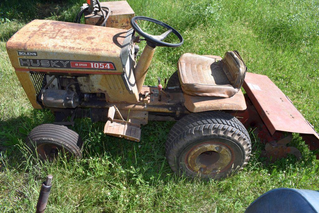 Bihlens Huskey 1054 Riding Lawn Mower, 32" Hydraulic Lift Tiller, Runs And Drives, 6 Speed