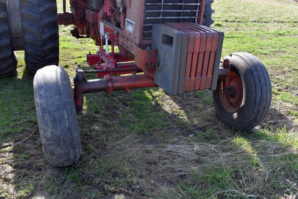 International 1456 Diesel Tractor, Cab, 480/80R38 Duals Like New, 3Pt., 540/1000PTO, 2 Hyd., Good