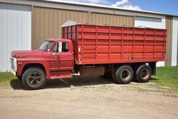 1972 Ford F600 Grain Truck, 35,279 Actual One Owner Miles, Single Axle With Tag, V8 Gas, 4x2