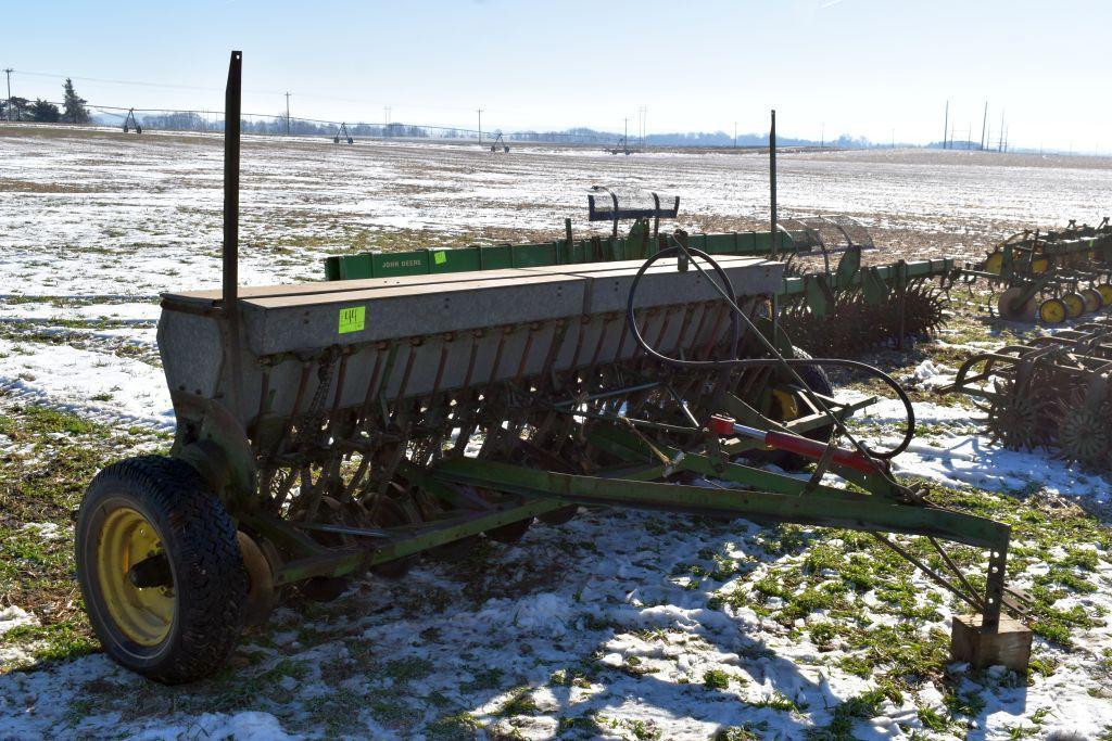 Van Brunt John Deere 10'x6" Grain Drill, Hyd. Lift, Grass Seeder, 7" Spacings, On Rubber