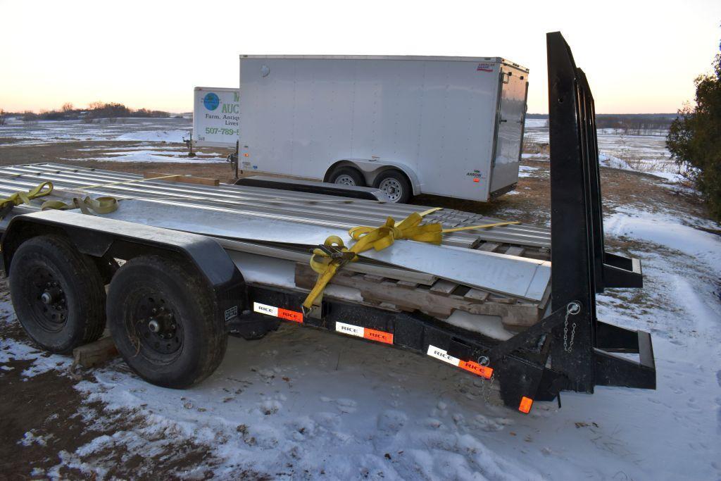 2021 Rice 20' Flatbed Trailer, Tandem Axle, 7,000lbs Axles, Ramps, 18' Flat deck with 2' Dove Tail