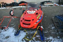 2001 Polaris XCF 440 Edge Snowmobile, 4659 Miles Showing, Air Cool, Engine Free, Turns Over Hard